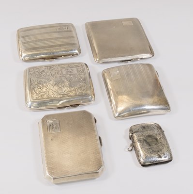 Lot 61 - Five Various Silver Cigarette-Cases and a...