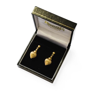 Lot 54 - A Pair of 9 Carat Gold Drop Earrings, with...
