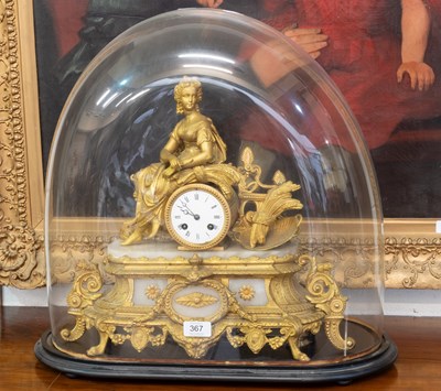 Lot 367 - A French Gilt Metal and Alabaster Striking...