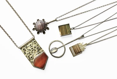 Lot 161 - Five Abstract Pendants on Chains, including an...