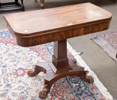Lot 1249 - A Regency Mahogany Fold Over Tea Table, with x-...