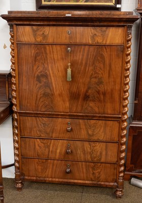 Lot 1205 - 19th Century Continental Mahogany Secretaire à...