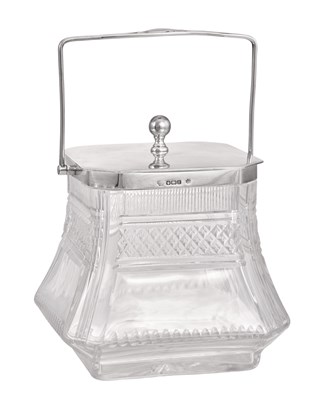 Lot 155 - An Edward VII Silver-Mounted Cut-Glass Biscuit-Jar and Cover