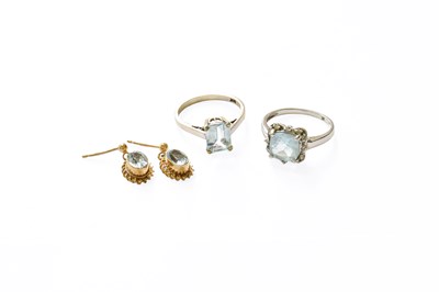 Lot 172 - A 9 Carat Gold Blue Topaz and Diamond Cluster...