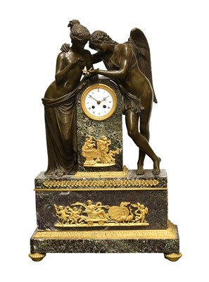 Lot 271 - A French Bronze and Marble Striking Mantel...