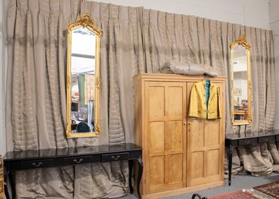Lot 1043 - Three Pairs of Modern Silk Type Curtains,...