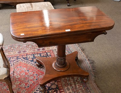 Lot 1252 - Regency Mahogany Fold Over Card Table, raised...