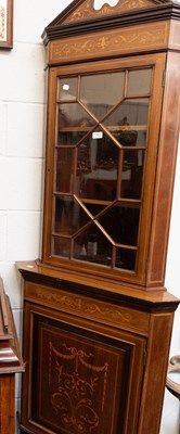Lot 1300 - An Edwardian Inlaid Mahogany Freestanding...