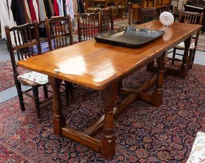 Lot 1351 - A 20th Century Substantial Oak Refectory Table,...