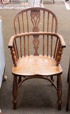 Lot 1261 - A Yew Wood and Elm Low Backed Windsor Chair,...