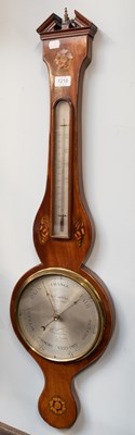 Lot 1218 - A Mahogany Inlaid Wheel Barometer, signed A...