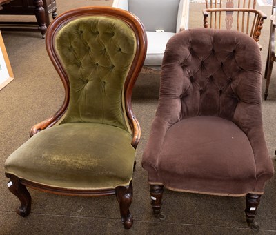 Lot 1259 - A Victorian Mahogany Button Back Nursing Chair,...