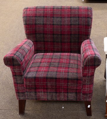 Lot 1257 - A Modern Plaid Upholstered Armchair