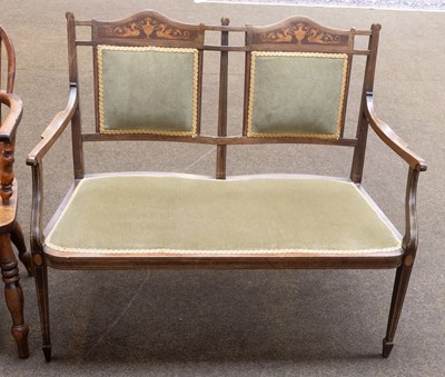 Lot 1262 - An Edwardian Inlaid Mahogany Parlour Settee,...