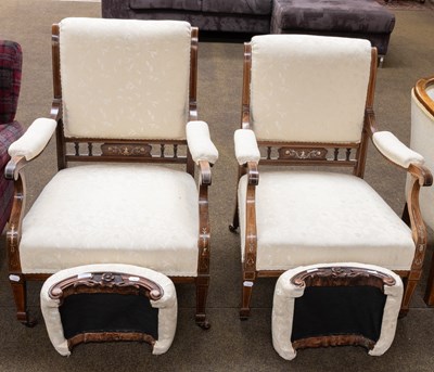 Lot 1256 - A Pair of Edwardian Inlaid Rosewood Open...