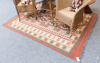 Lot 1194 - Afghan Kilim, the field of three central...