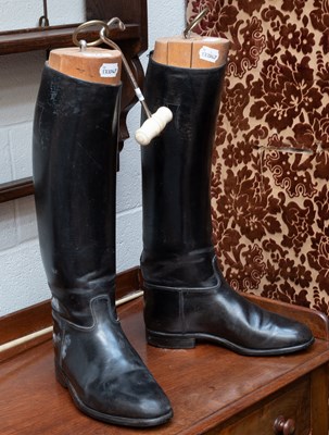 Lot 371 - Pair of Leather Riding Boots and Trees, Horn...