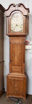 Lot 1209 - An Oak Thiry Hour Painted Dial Longcase Clock,...