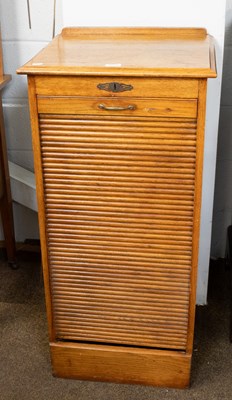 Lot 1213 - An Early 20th Century Tambour Fronted Oak...