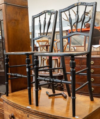 Lot 1237 - A Pair of Victorian Ebonised and Mother of...
