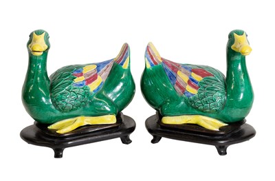 Lot 48 - A Pair of Chinese Sancai-Glazed Models of...