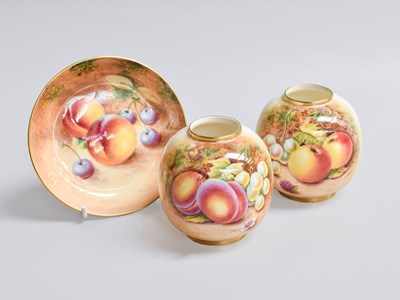 Lot 206 - Pair of Royal Worcester Porcelain Fruit...