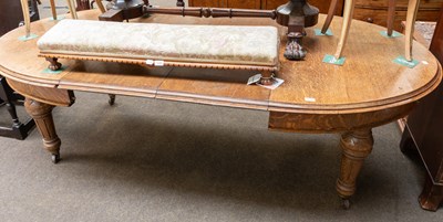 Lot 1246 - A Late Victorian Oak Wind-Out Dining Table,...
