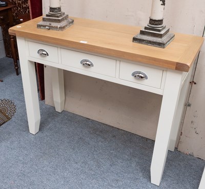 Lot 1340 - Modern Cream Painted Three Drawer Side Table,...