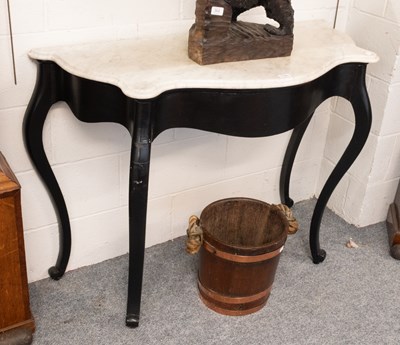 Lot 1325 - A Black Painted Marble Topped Serpentine...