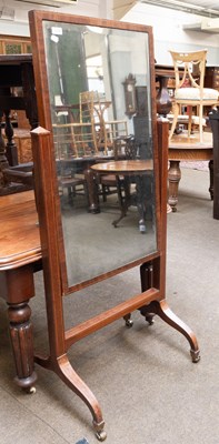 Lot 1229 - An Inlaid Edwardian Mahogany Cheval Mirror,...