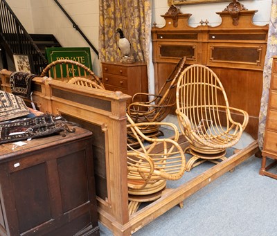 Lot 1336 - A Carved Mahogany Double Bedstead, 20th...