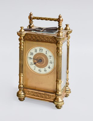 Lot 205 - A French Brass Carriage Timepiece, circa 1900,...