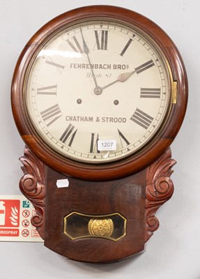 Lot 1207 - A Mahogany Drop Dial Striking Wall Clock,...