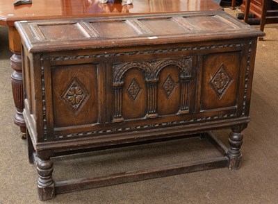 Lot 1267 - A 19th Century Oak Four Panel Hinged Chest, on...