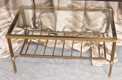 Lot 1370 - A Modern Brass and Glass Coffee Table on...