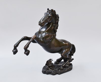 Lot 305 - A Patinated Bronze Model of a Rearing Stallion,...