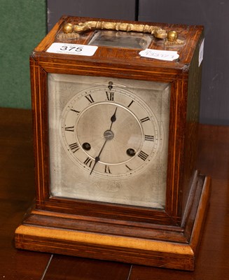 Lot 375 - A Rosewood Inlay Striking Mantel Clock,...