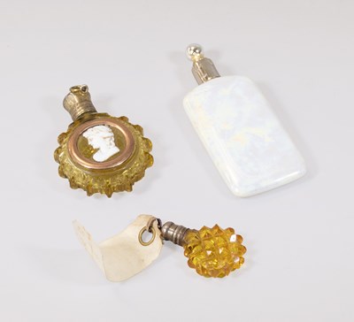 Lot 47 - Three Metal-Mounted Glass Scent-Bottles, two...