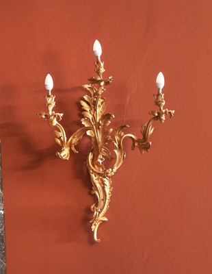 Lot 549 - A Louis XV-Style Gilt Bronze Three Light Wall...