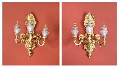 Lot 526 - A Pair of French Ormolu and Glass Three-Branch...