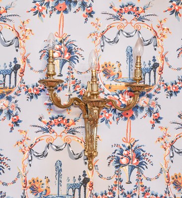 Lot 394 - A French Gilt Brass Three-Light Wall Light,...