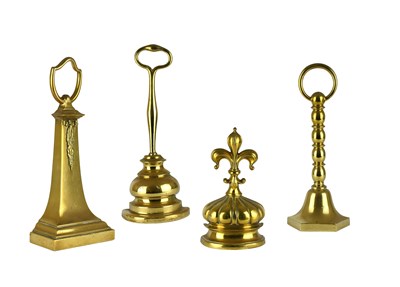 Lot 674 - A Brass and Cast Iron Doorstop, 19th century,...