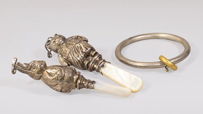 Lot 46 - Two Silver-Mounted Mother-of-Pearl Novelty...