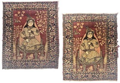 Lot 208 - Pair of Kirman Pictorial Rugs South East Iran,...