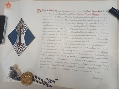 Lot 1306 - A Grant of Arms, Her Highness Frances Princess...