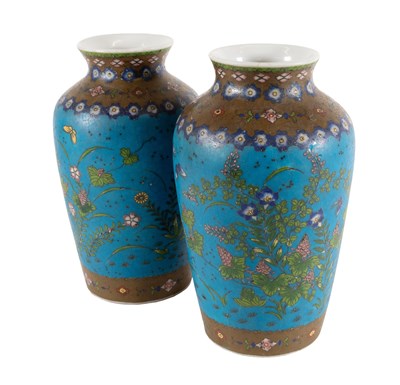 Lot 9 - A Pair of Japanese Porcelain and Cloisonne...