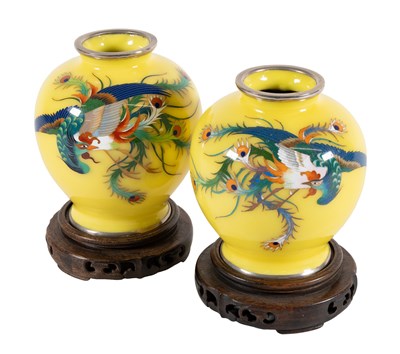 Lot 10 - A Pair of Japanese Cloisonne Enamel Vases,...