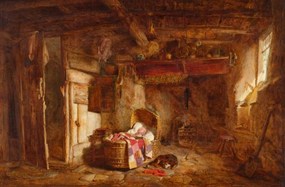 Lot 365 - Alfred Provis (1843-1886) Nap time Signed and...