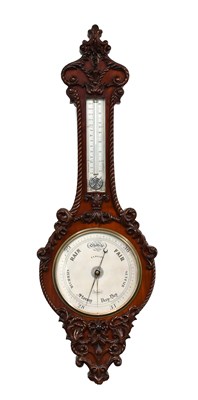 Lot 252 - A Good Mahogany 12-inch Dial Wheel Barometer,...