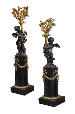 Lot 1146 - A Pair of Gilt and Patinated Bronze Figural...
